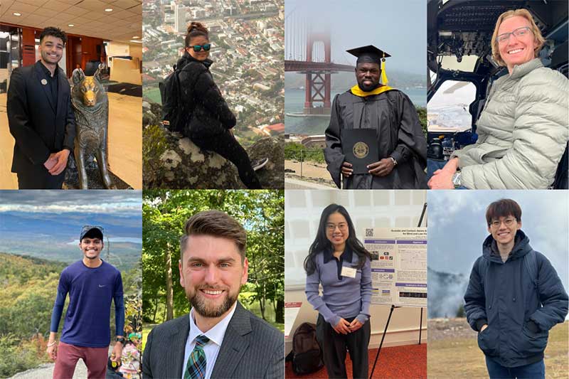A collage of eight Khoury graduates across the Northeastern global network
